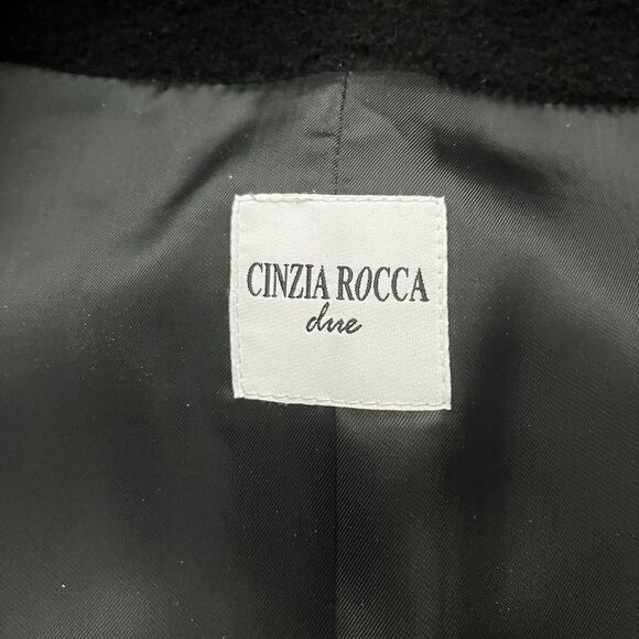 CINZIA ROCCA Women’s Wool Coat Black Size 6 High Collar - Picture 6 of 11